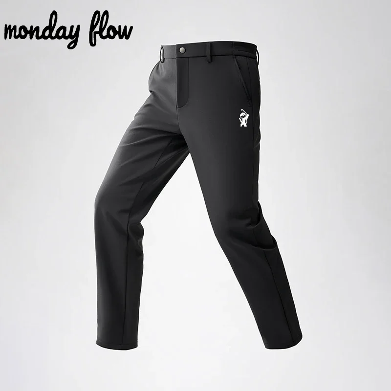 Monday Flow Golf Pants For Men Autumn Winter Golfer Clothing Sports Wear Warm Golf Trousers Plush Casual Man Sports Pants