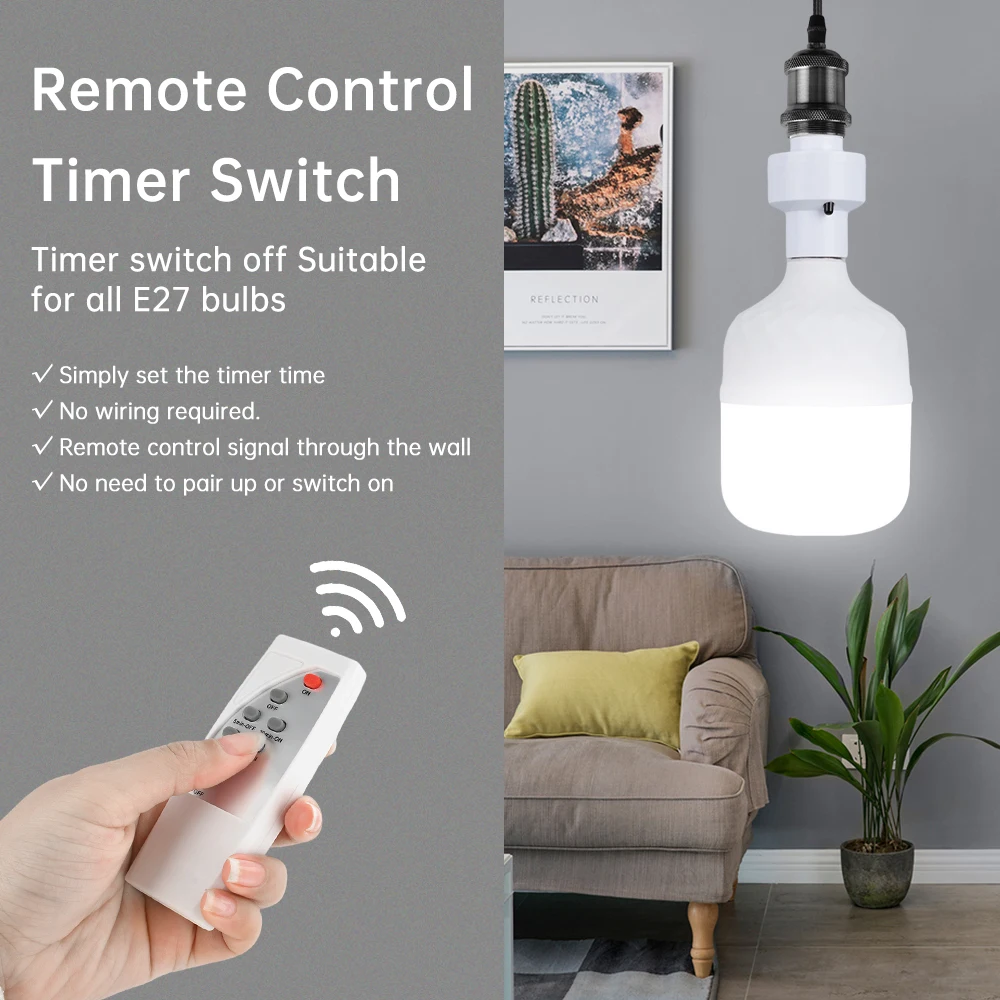 ワイヤレスリモコン E27 ランプホルダー AC85-265V 赤外線スマートコンバーチブル LED ランプホルダー、時限リモコン付き