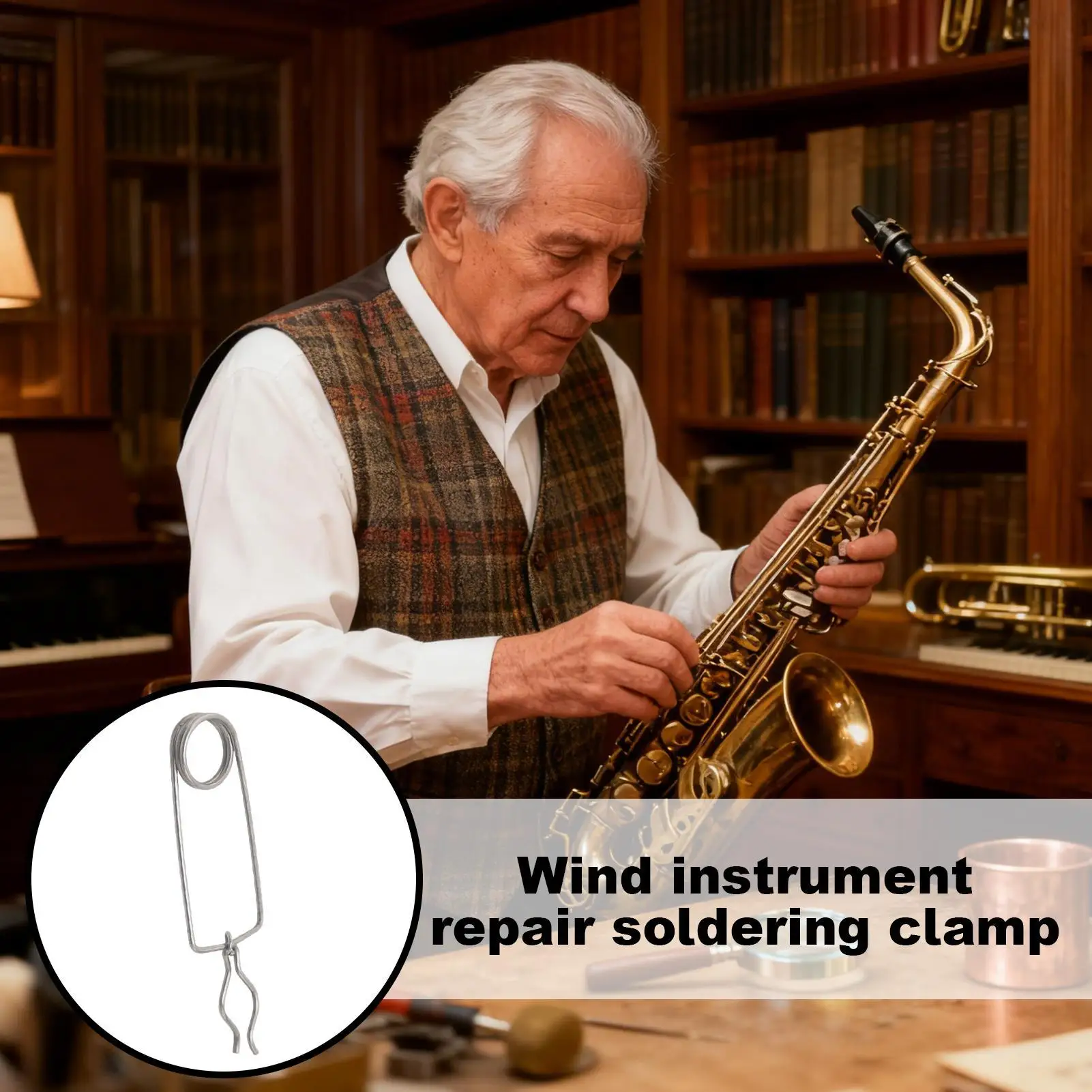Wind Instrument Repair Clamp Flute Saxophone Soldering Jig for Brass Woodwind Instrument Maintenance, Repair Tool for Technician