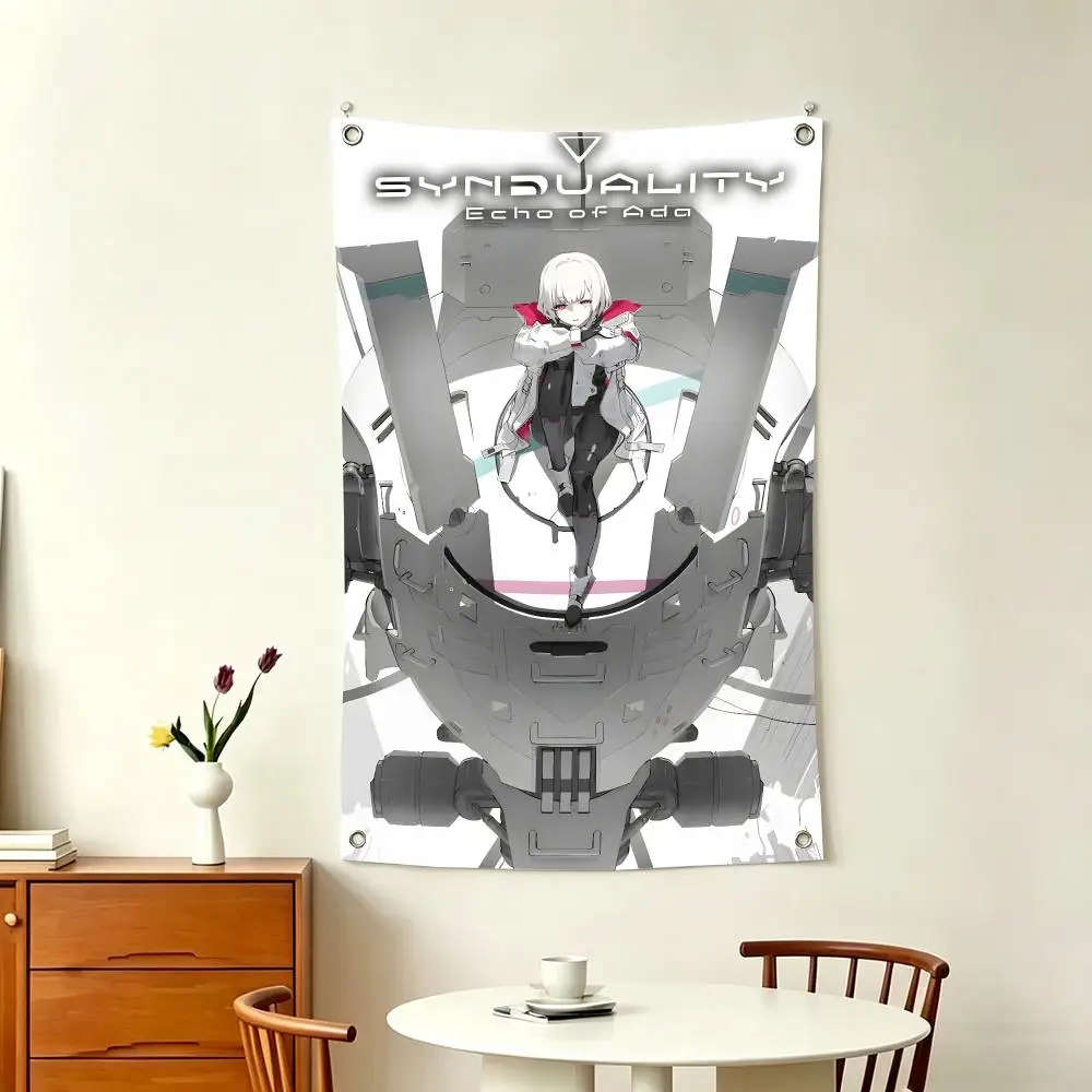 Mecha Battle Anime S-Synduality Noir Flags Home Decor Wall Hanging Vertical Flags Indoor Outdoor