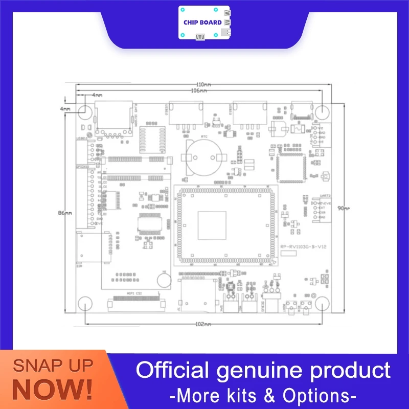 Rpdzkj RP-RV1106B Embedded Linux Kit, Rockchip RV1106B Smart Access Control Board 128MB 4GB