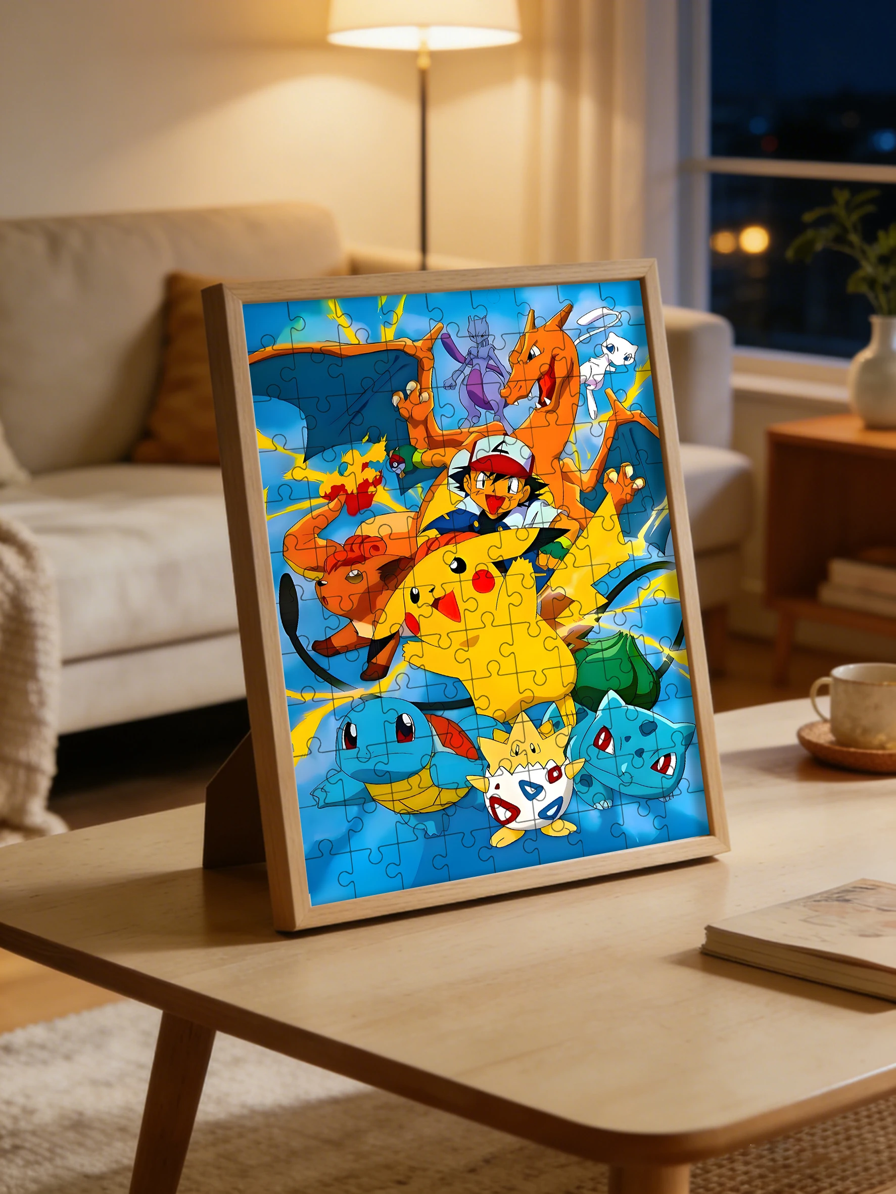 Jeu de puzzle en bois sur le thème de la famille Pokémon - Jouet éducatif avec différentes tailles de puzzle disponibles : 108/200/300/500/1000 pièces