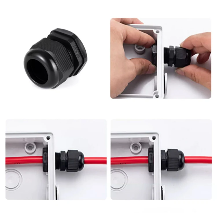 10PCS PG7 PG9 PG11 Waterproof Cable Gland White Black Gland Nylon Joints with Gasket PG13.5/16/19/21/25/29