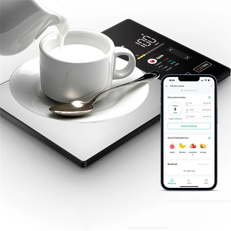 ABZC-مقياس المطبخ 11LB/5 كجم من الفولاذ المقاوم للصدأ وزن الطعام السعرات الحرارية بروتين الدهون الكربوهيدرات آلة حاسبة غذائية للطهي الصحي