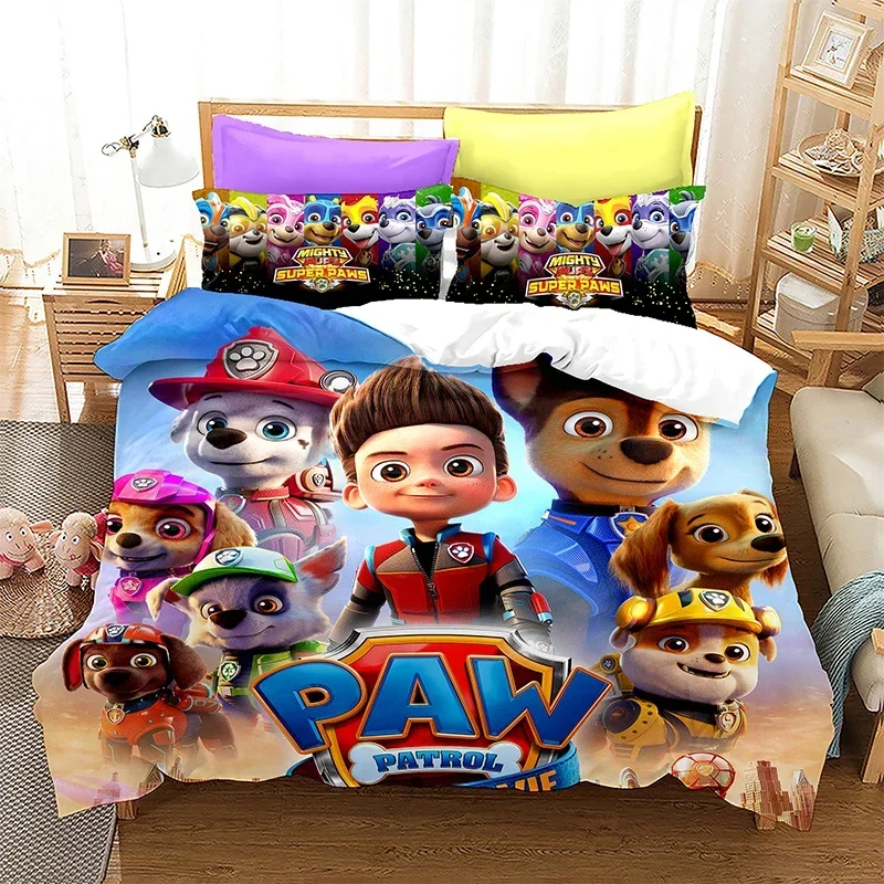 

Новый комплект постельного белья Paw Patrol с 3D-печатью: мультяшные персонажи Чейз, Маршалл, Скай, Рабл. Пододеяльник и наволочки в стиле Харадзюку.