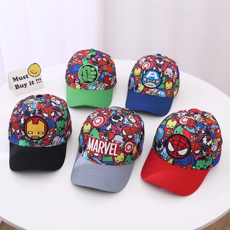 Avengers Iron Man Spiderman Hulk Captain America Baseball cap Cosplay Hat Kids Child Canvas Embroidery Hat Peaked Cap Adjustable