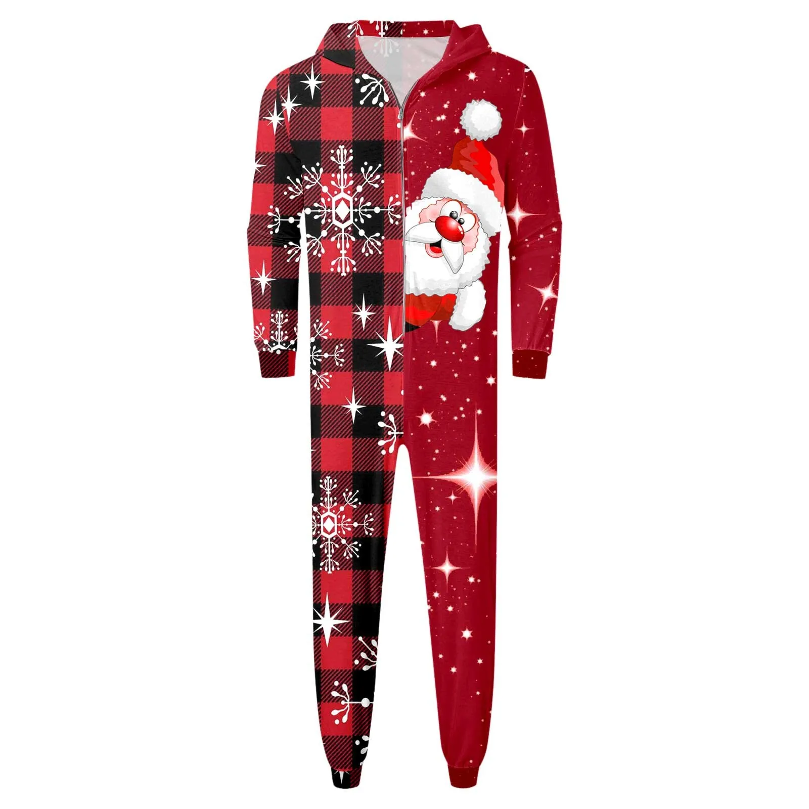 Adult Kid Christmas Family Matching Pajamas Jumpsuit Cute Santa Claus Print Christmas Matching Sleepwear Parent Child Romper