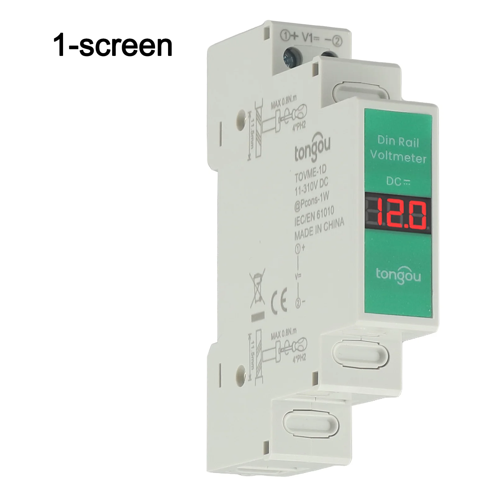 1-Way For Din Rail Mount Voltage Meter DC11V-310V  LED Digital Display Detector Single Display Voltmeters Test Meter