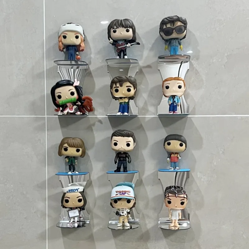 Acrylic Floating Frame Wall Mounted Set of 6, Funko Pop Display Cases for Room Decoration and Storage, Holding 12 Figures