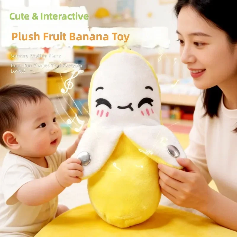 Plush Toy Piano Banana Fruit Design Human Body Induction Music Metronome Interactive Doll for Children Parent Child Playing