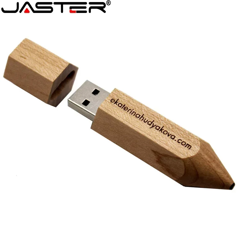 JASTER Wooden pencil USB flash drive 128 GB creative gifts Free custom LOGO Pen drive 32GB Pendrive  64GB memory stick U Disk