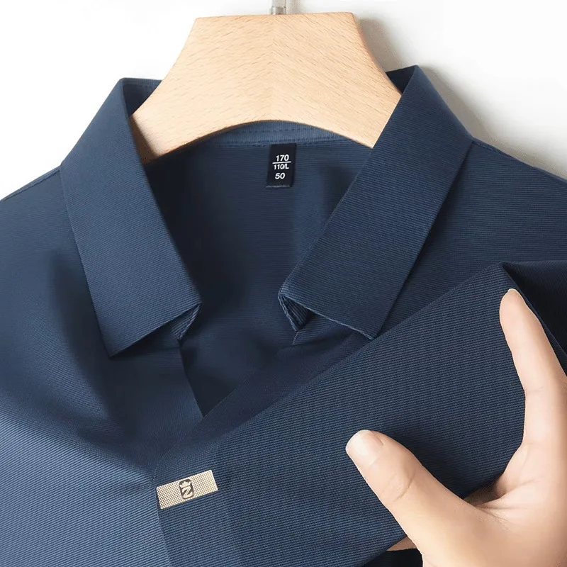 

Высококачественные ледяные шелковые рубашки с короткими рукавами POLO летняя мода для отдыха дизайн блузка комфортабельная прохладная футболка для отдыха