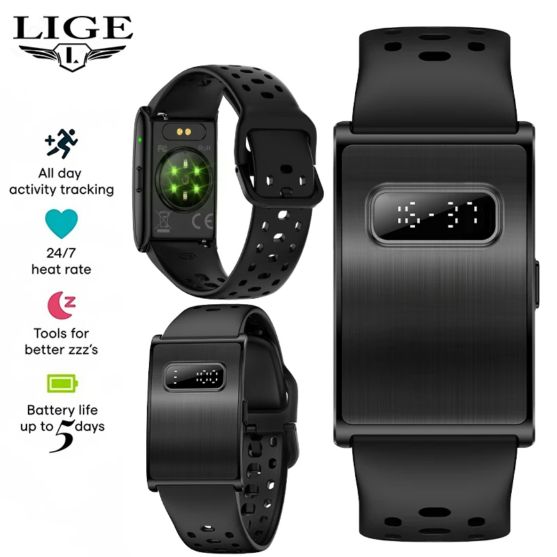 

LIGE New No Screen Smart Bracelet Heart Rate Health Men's Wristbands Waterproof Sport Fitness Men Women Smart Watch For Man 2026