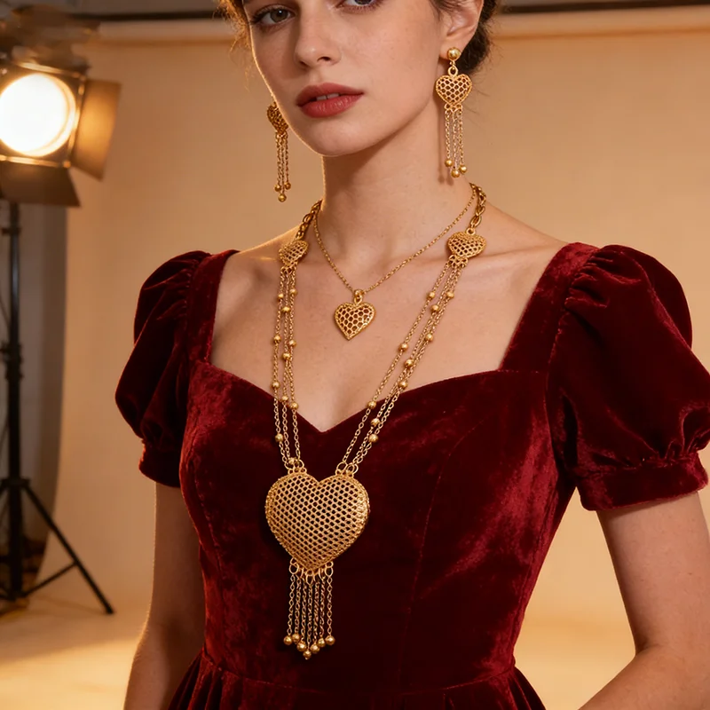 Indian Chokers Wedding Chain Jewelry Sets Gold Color Earrings For Women African/Dubai/Arab Wedding/Party Wife Gifts