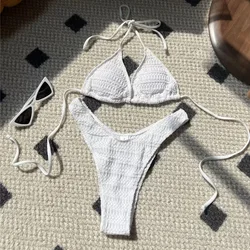Solid White Micro Bikini Thong String Halter Swimwear Mini Sexy Swimsuit Women 2026 Swimming Bathing Suit Bikinis Sets De Mujer