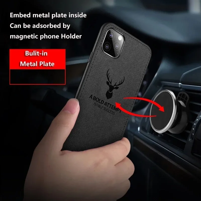 Fashion Cloth Elk Phone Case For iPhone 13 12 Mini 11 Pro Max X S Max XR 6 6S 7 8 Plus SE 2020 Built-in Magnet Shockproof Cover