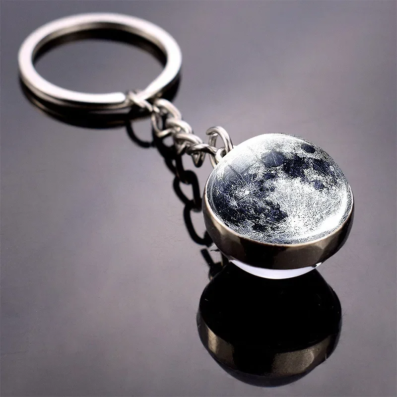 Bola de vidro keyring fulgor no escuro multicolorido planeta galáxia chaveiro universo chaveiro espaço sideral jóias astronômicas