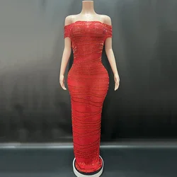 Elegant Luxury Crystal Party Dress Birthday Celebration Dress Bride Diamond Long Prom Dress Mother Formal Grand Party Dress 2025