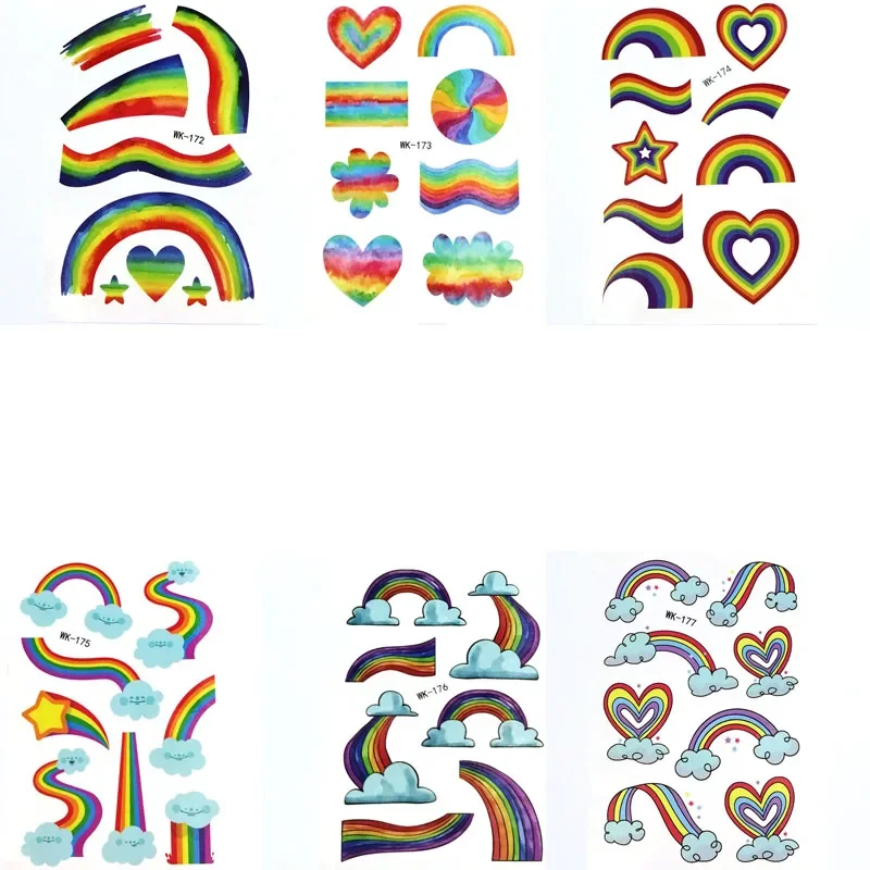 Temporary Tattoo Cartoon Rainbow Fake Tattoos Sticker Body Art Arm Leg For Children 10pcs