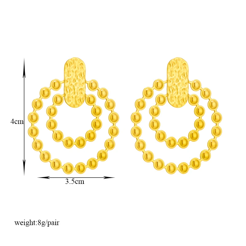 LAMENGLY 316L Stainless Steel Circle Beads Drop Earrings For Women Girl New Trend Non-fading Gold Color Ear Jewelry Gift Party