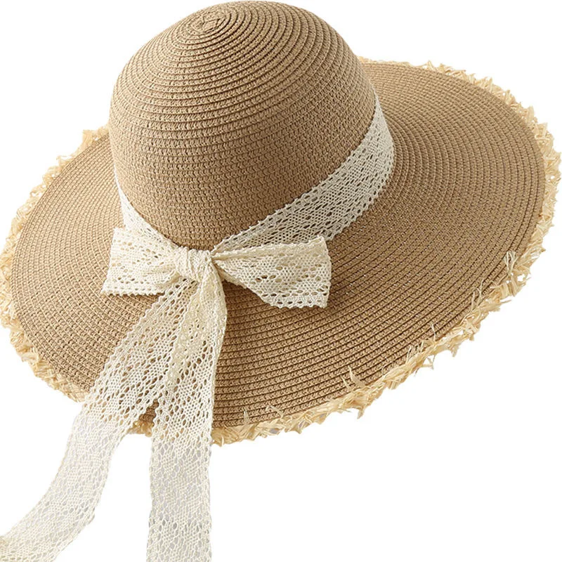 

New Retro Straw Hat Women's Summer Vacation Style Hat Seaside Beach Photograph French Dome Big Brim Sun Protection