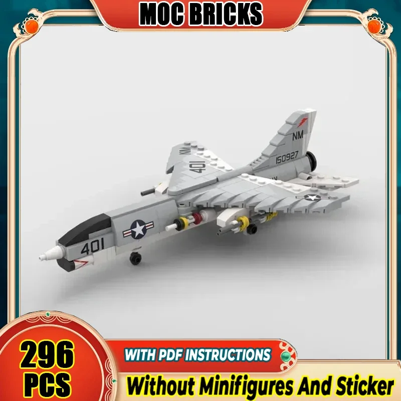 

Military Series 1:72 Scale Moc Building Blocks F-8E Crusader Model Technology Fighter Bricks DIY Assembly Toys Gifts