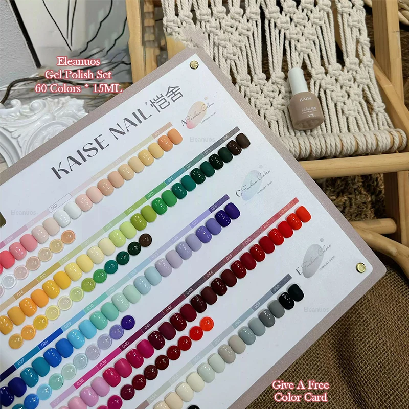 Eleanuos beliebte Farbe Gel Polieren 60PCS gemischte halbpermanente Lack Farbe Eis transparent UV-Nagelkleber Salon Kit