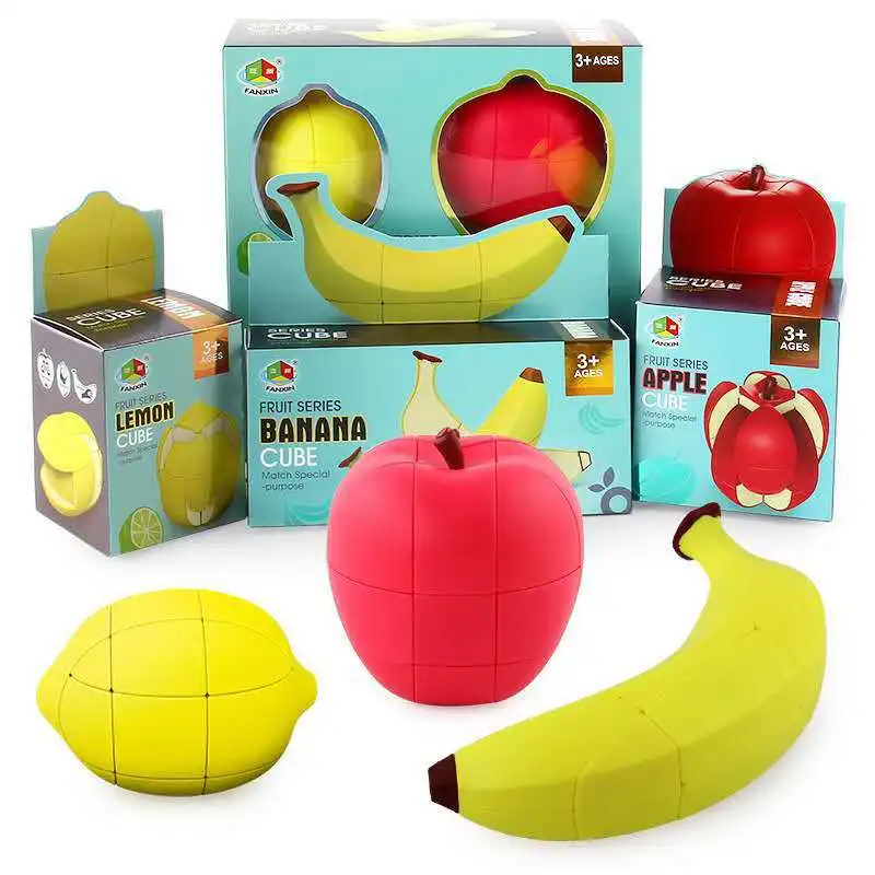 [Fanxin Frucht würfel Serie] Banane Zitrone Pfirsich Apfel Orange unregelmäßig 3x3x3 Kinder Vorschule