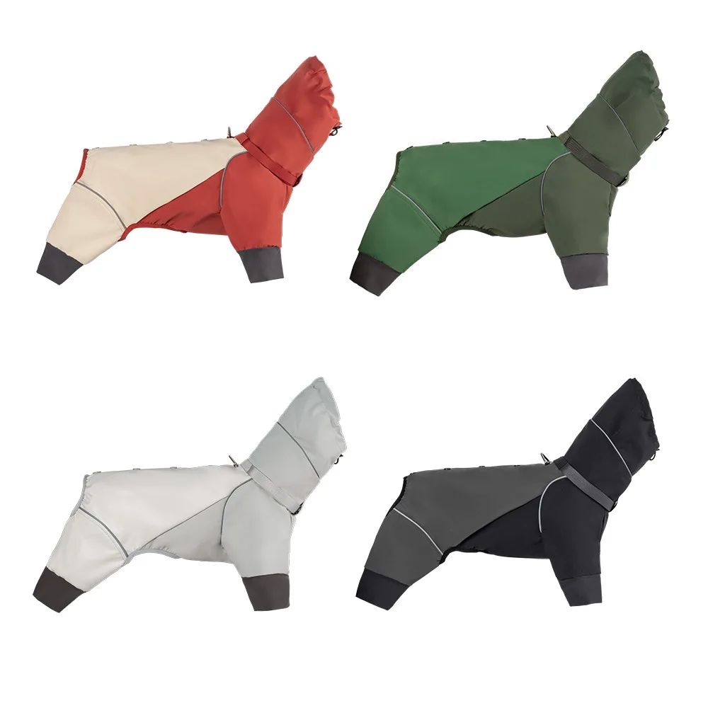 

1 шт. Дождевик для собак, водонепроницаемая куртка для собак с капюшоном, дождевик с отверстием для поводка, светоотражающий ремешок для маленьких, средних и крупных собак
