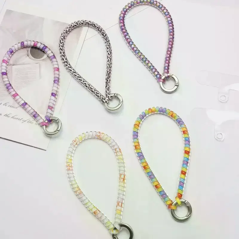 

Универсальный короткий спиральный эластичный ремешок для мобильного телефона, телефонный провод, подвесная цепочка на запястье, веревка, чехол для телефона, сумка, подвесной брелок