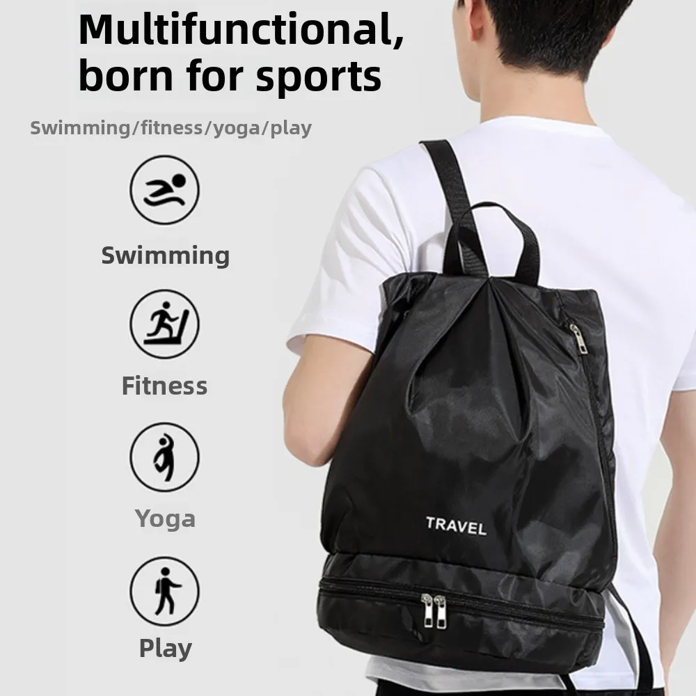 Waterproof Swimming Bag Dry Wet Separation Lightweight Outdoor Beach Bag Simple Shoe Compartment Fitness Bag Swimming Pool