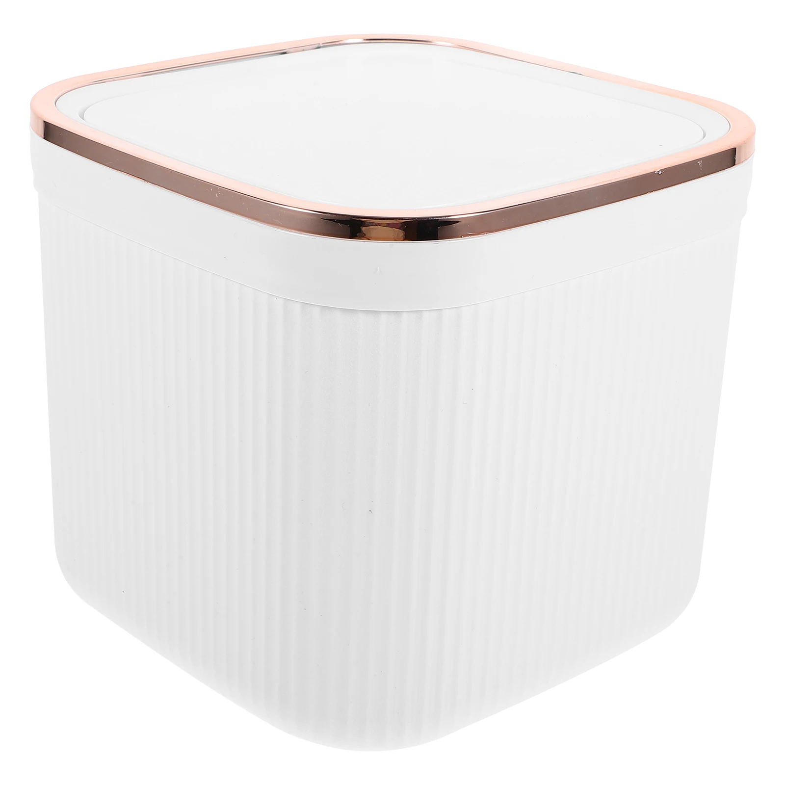 

Mini Trash Can White Gold Lid Rose Gold Ring Compact Design Kitchen Table Garbage Container Desktop Bin Storage
