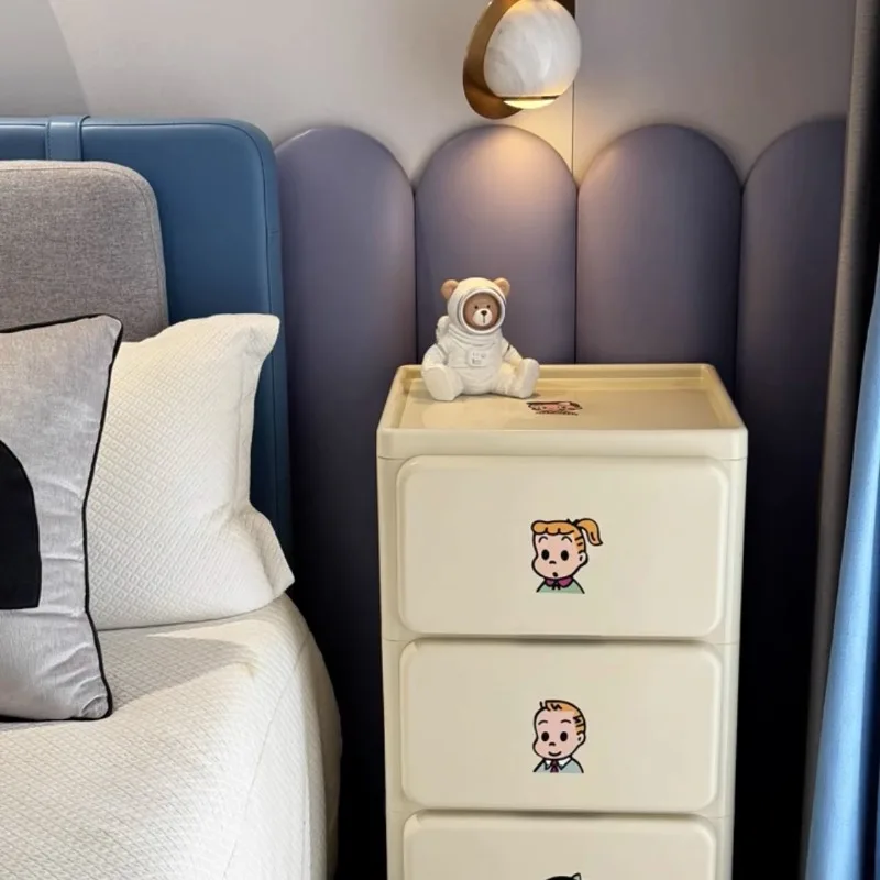 خزانة بأدراج، خزانة تخزين متعددة الطبقات، طاولة بجانب السرير بعجلات قابلة للإزالة