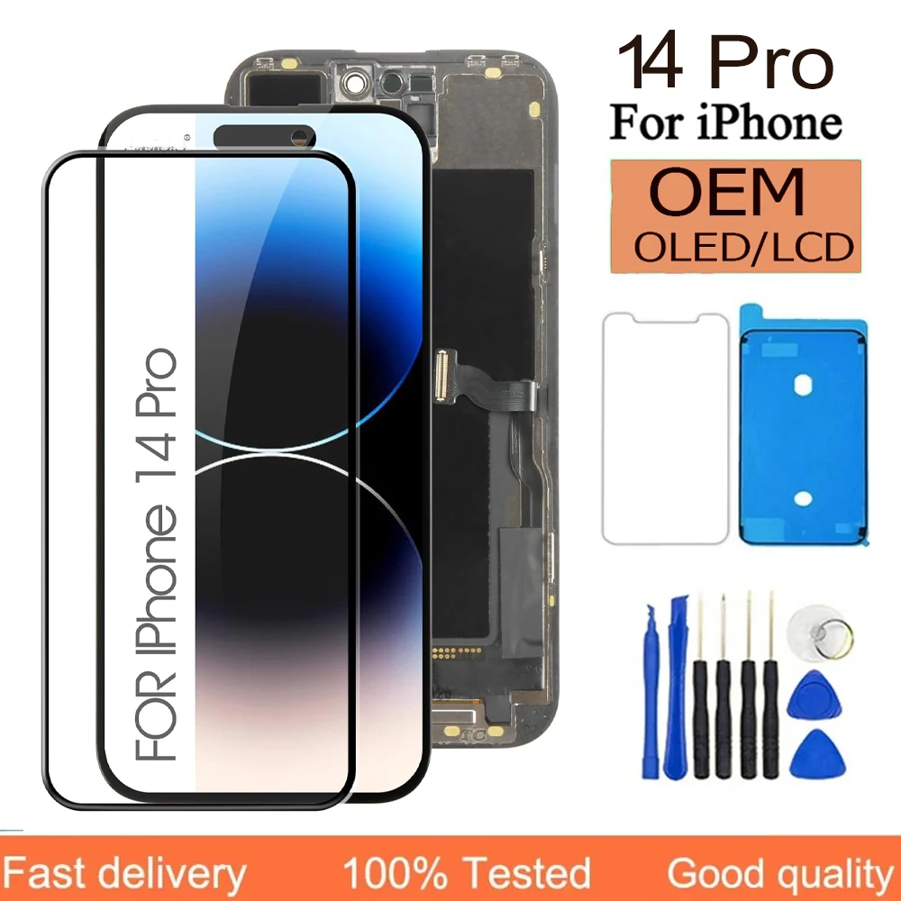 iphone-14-pro用lcdディスプレイタッチデジタイザーアセンブリ（3dタッチ付き）交換用インセルpantalla