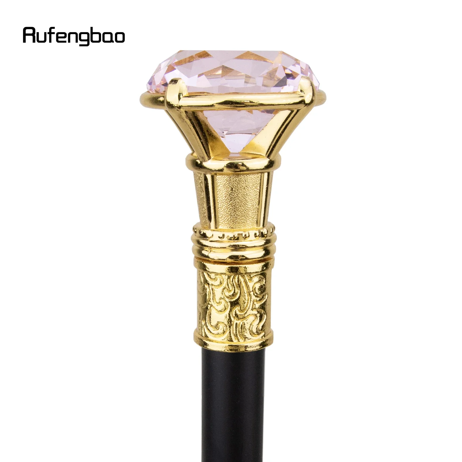 Pink Diamond Type Golden Walking Cane Fashion Decorative Walking Stick Gentleman Elegant Cosplay Cane Knob Crosier 93cm