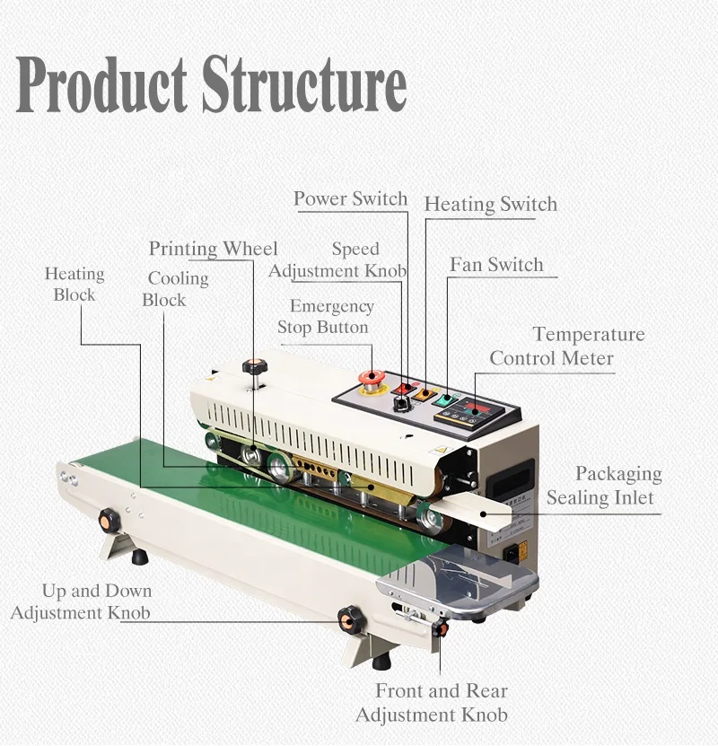 FR900 Factory Price Food Coffee Paper Pouch Poly PE Bag Continuous Band Heat Horizontal Sealing Machine With Date Printer