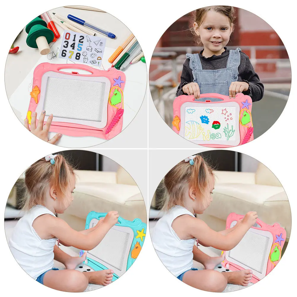 2 قطعة لوح كتابة مغناطيسي متين من البلاستيك للأطفال لوحة رسم قابلة للمسح أداة تعليمية مبكرة