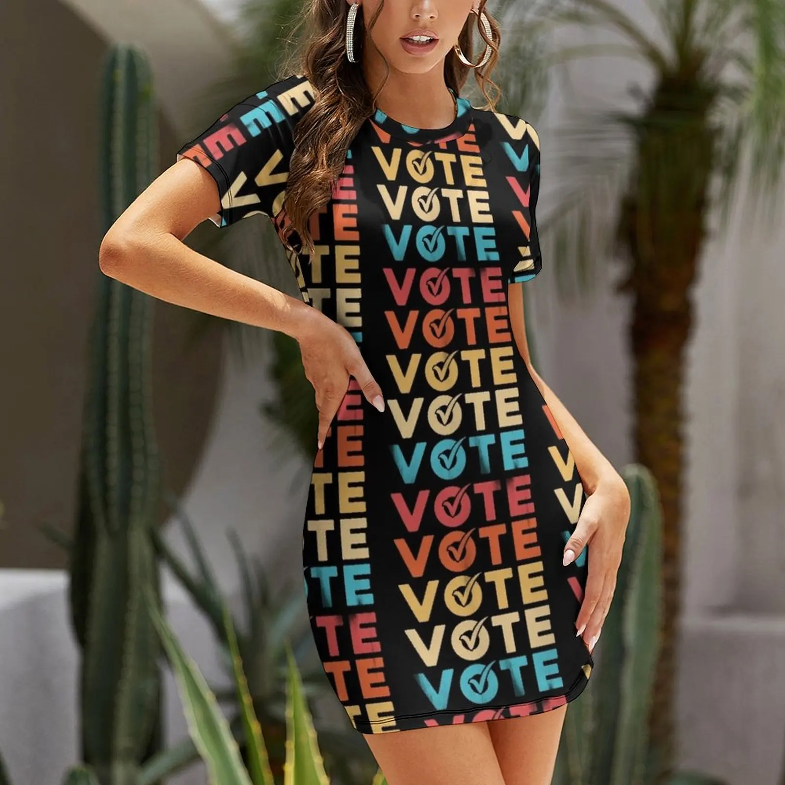 Vote 2024 Vote USA Election Vintage T-shirt Short Sleeved Dress Women's summer dress womens dress