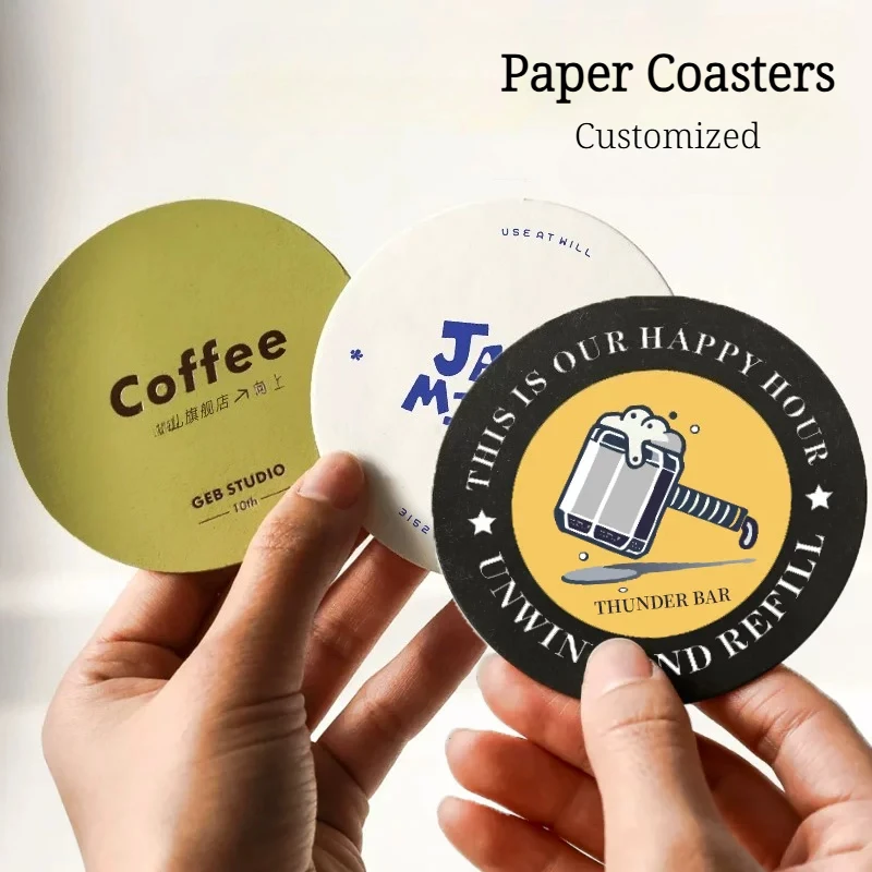 200PCS Customized Paper Coasters Your Design Logo Personalized Paper Coasters Printed With Photo Gift