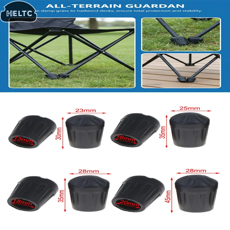 4Pcs 13-20MM Chair Foot Covers Dampen Noise Rubber Non Slip Prevent Scratches Chair Pads For Fishing Garden Beach Camping Office