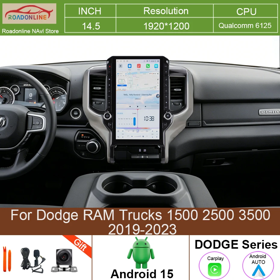 14,5-Zoll-Autoradio Android 15 für Dodge RAM Trucks 1500 2500 3500 2019-2023 GPS-Navigation Multimedia-Stereo-Player Carplay WLAN 4G