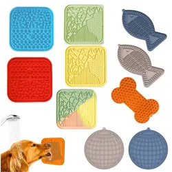 Pet Supplies Silicone Pet Licking Mat Cat Anti-choking With Slow Food Bowl Puppy Bath Distracted Licking Plate Cutlery