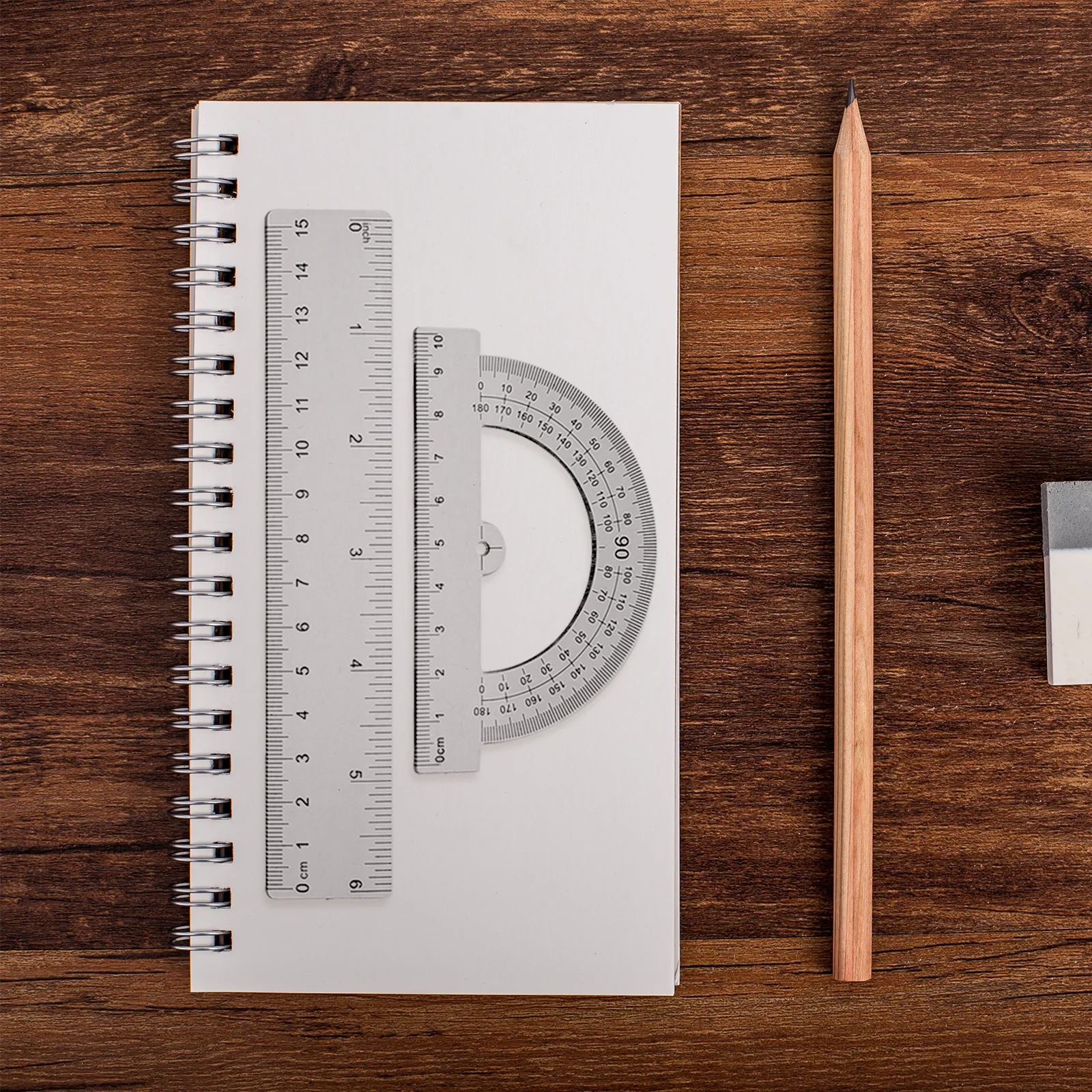 مجموعتان من المسطرة المدمجة، أداة قياس مسطرة مثلثة بلاستيكية للفنانين والمهندسين والطلاب والمكتب والمدرسة