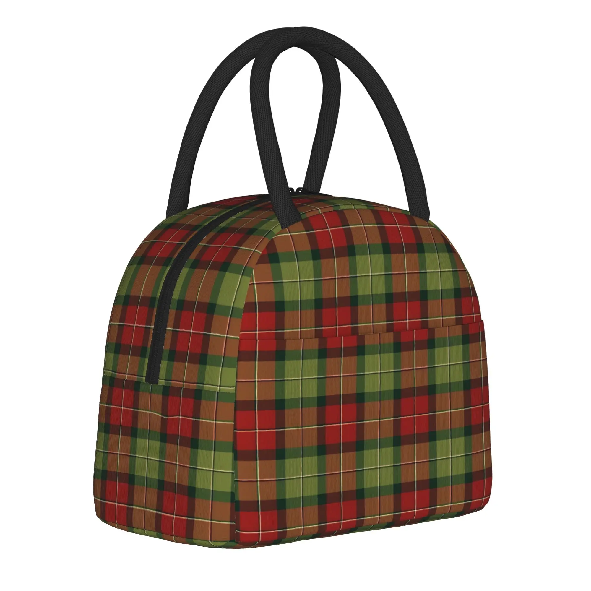 Rustic Christmas Plaid Tartan  Insulated Lunch Bag Large  Meal Container Cooler Bag Tote Lunch Box Office  Outdoor Men Women