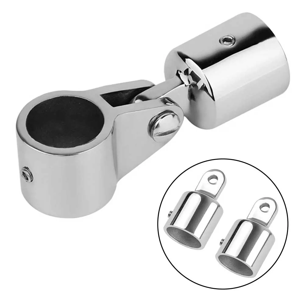 2PCS Marine Hardware Sunshade Umbrella Connection Fixing Parts Stainless Steel Top Cap Slide Sleeve Pipe Eye End Cap 22/25mm