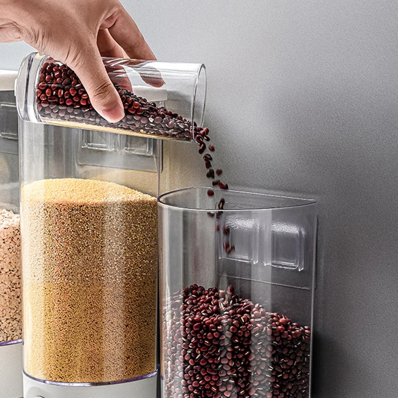 1pc Grain Storage Box, Kitchen Wall-mounted Grain Storage Tank, Bean Sealing Tank, Cereal Dispenser