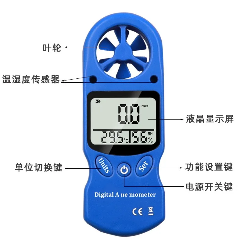 Imagem -03 - Anemômetro Digital para ar Condicionado Temperatura e Testador de Volume Mini Medidor Medição Manual Vento ao ar Livre em 1