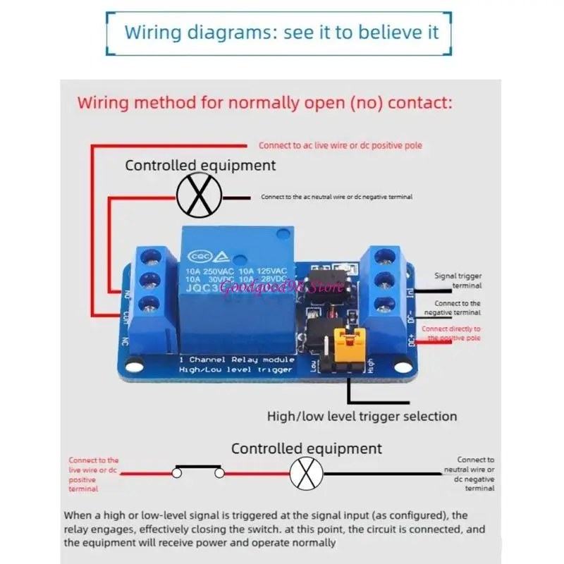 Relays Control Module 10A 250V AC 30V High Low Level Triggering Jumper Configurable Optically Isolated Circuit Protections