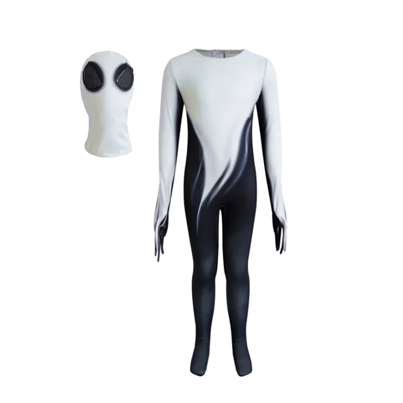 Mono con estampado de dibujos animados de fantasmas espeluznantes y duendes, disfraz de Halloween de terror Grim Reaper para niños, máscara de Cosplay para niños y adultos