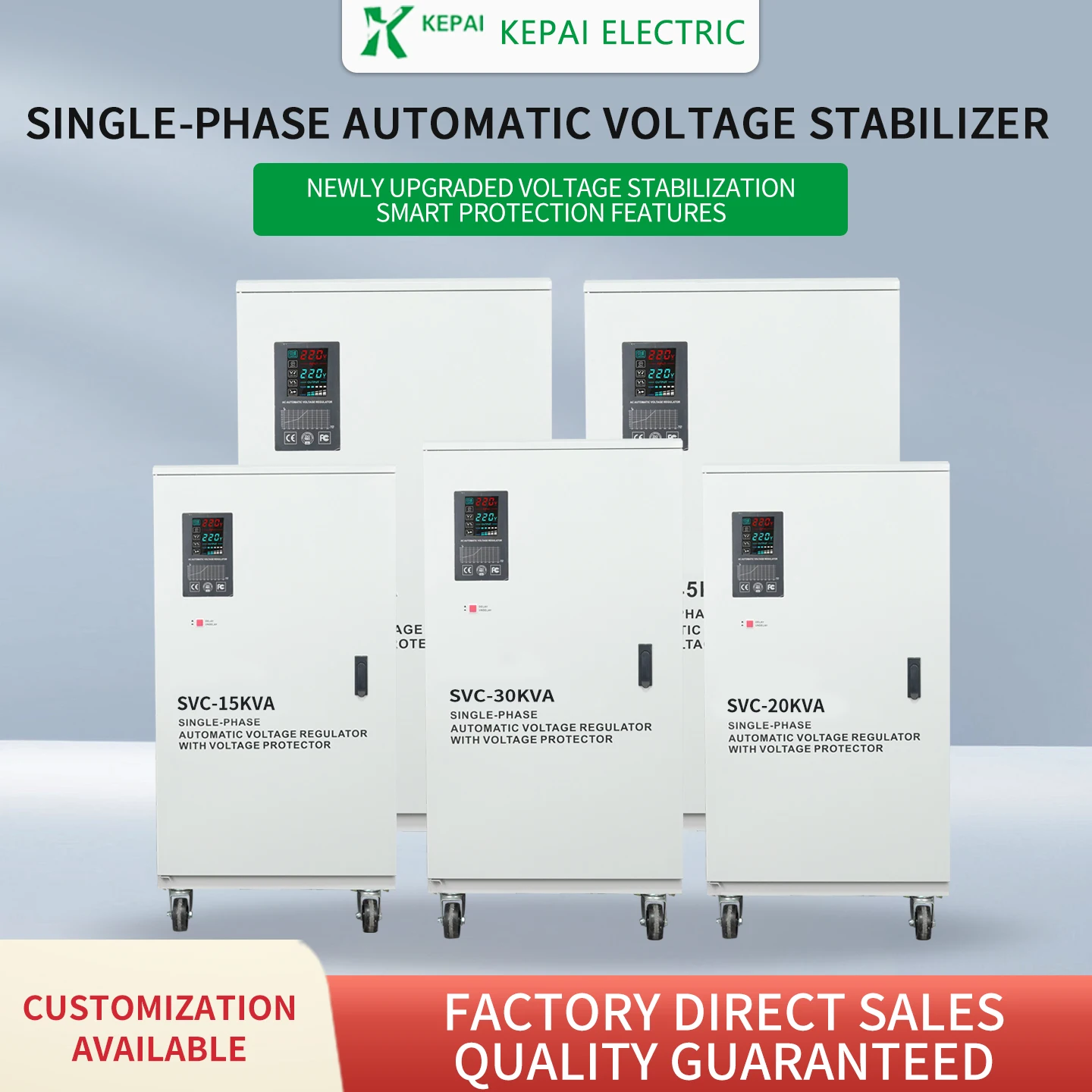 AVR 15KVA Voltage Regulator 220V Smart Screen Display Single Phase Automat Stabilizers for Industry Equipments